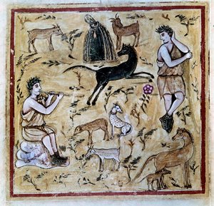 牧羊人与他们的羊群，从法典Vergilius Romanus插图 作者 小说